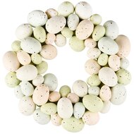 Dekoratief | Krans m/eitjes, blauw/groen/roze, pvc, 30x30x7cm | A260069