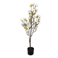 Clayre &amp; Eef | Decoratie Magnolia boom Wit Groen 20x15x120 cm | 5PL0208W