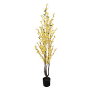 Clayre &amp; Eef | Kunstplant Forsythia Geel Bruin 20x20x125 cm | 5PL0215
