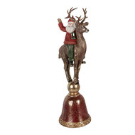 Clayre &amp; Eef | Kerstdecoratie Kerstman op Rendier Bruin Rood 24x20x63 cm | 5PR0201