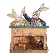 Clayre &amp; Eef | Decoratie Konijnen Wit Meerkleurig 11x7x11 cm | 6PR6033