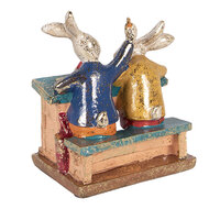 Clayre &amp; Eef | Decoratie Konijnen Wit Meerkleurig 11x7x11 cm | 6PR6033