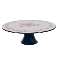 Clayre &amp; Eef | Taartplateau op voet Beige Blauw &oslash; 29x10 cm | 66436