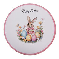 Clayre &amp; Eef | Taartplateau op voet Wit Roze &oslash; 29x10 cm | 66437