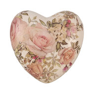 Clayre &amp; Eef | Decoratie Hart Beige Roze 11x11x4 cm | 6CE1916