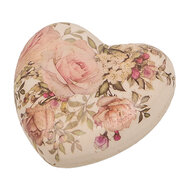 Clayre &amp; Eef | Decoratie Hart Beige Roze 11x11x4 cm | 6CE1916