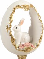 Clayre &amp; Eef | Decoratie ei met konijn Wit Goudkleurig 12x11x22 cm | 6PR6106