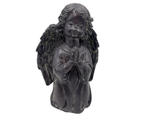 Decoratie beeld engel biddend antraciet vintage grijs polystone 19 x 12 cm | 535550 | Countryfield