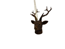 Decoratie hanger hertenkop rendier bruin polystone 9 x 9 cm met gewei