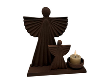 Kaarsenhouder Engel - Vintage Bruin/Roest IJzer - 22x20 cm