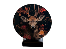 Glasschilderij hert bloemen met standaard ⌀ 18 cm | 768790 | Home Sweet Home