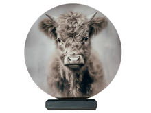 Glasschilderij schotse hooglander hang of staand met standaard ⌀ 30 cm | 494436 | Home Sweet Home