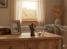 Decoratie Beeld Engel Biddend &ndash; Bruin Polystone &ndash; Rustiek &ndash; 19 x 12 cm