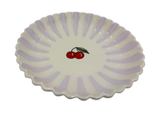 Diep Bord Fruity Cherry &ndash; Lila/Wit &ndash; Aardewerk &ndash; &oslash; 24 cm - Dishes &amp; Deco