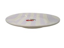 Ontbijtbord Fruity Cherry &ndash; Lila/Wit Gestreept &ndash; Aardewerk &ndash; &oslash; 20 cm - Dishes &amp; Deco