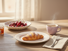 Ontbijtbord Fruity Cherry &ndash; Lila/Wit Gestreept &ndash; Aardewerk &ndash; &oslash; 20 cm - Dishes &amp; Deco