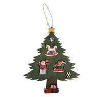 Clayre &amp; Eef | Decoratie hanger Kerstboom Groen Rood 32x2x39 cm | 6H2484