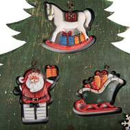 Clayre &amp; Eef | Decoratie hanger Kerstboom Groen Rood 32x2x39 cm | 6H2484