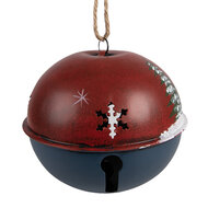 Clayre &amp; Eef | Ouderwetse Deurbel Gietijzer Bel Rood Blauw &oslash; 18x20 cm | 6Y6042