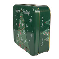 Clayre &amp; Eef | Blikken Bewaardoos Groen Wit 17x17x6 cm | 6BL0209