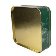 Clayre &amp; Eef | Blikken Bewaardoos Groen Wit 17x17x6 cm | 6BL0209