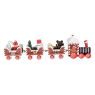 Clayre &amp; Eef | Kerstdecoratie Trein Rood Wit 22x2x7 cm | 6H2482