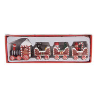 Clayre &amp; Eef | Kerstdecoratie Trein Rood Wit 22x2x7 cm | 6H2482