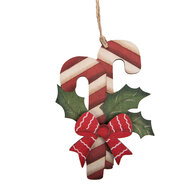 Clayre &amp; Eef | Decoratie hanger Zuurstok Rood Wit 9x1x13 cm | 6H2495
