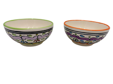 Dishes &amp; Deco set van 2 schaaltjes - Jatte Nour Groen Oranje - Handbeschilderd Keramiek - &oslash; 14 cm