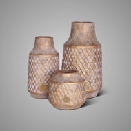 Brynxz Set van 3 Vazen Neck Jewel - Landelijk &amp; Stoer - D.19-15 H.33-26-14