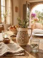 Dishes &amp; Deco Waterkan Nejma Beige 1 liter 17x17 cm - handgemaakt