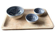 4-delige tapas set schaaltjes en onderbord hout Nejma Gris | 41 cm | Dishes &amp; Deco