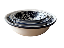 3 delige set Saladier &Oslash; 25 - 19,5 - 15,5 cm Black Fond- Handgemaakt | Dishes &amp; Deco