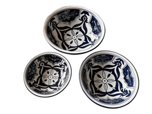 3 delige set Saladier &Oslash; 25 - 19,5 - 15,5 cm Black Fond- Handgemaakt | Dishes &amp; Deco