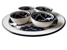 Tapas Party set 5 delig Black Fond aardewerk hapjes bord en schaaltjes zwart wit | TP.PY.BF | Dishes &amp; Deco