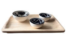 4-delige Tapas Set Black Fond met Houten Dienblad - Dishes &amp; Deco