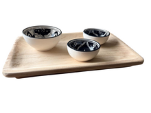 4-delige Tapas Set Black Fond met Houten Dienblad - Dishes &amp; Deco