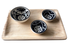 4-delige Tapas Set Black Fond met Houten Dienblad - Dishes &amp; Deco
