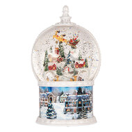 Clayre &amp; Eef | Sneeuwbol met LED Wit Blauw &oslash; 16x26 cm / 3xAA | 6PR6155