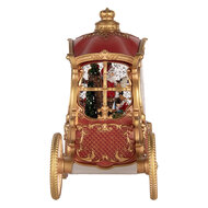 Clayre &amp; Eef | Muziekdoos Koets met Kerstman LED Rood Goudkleurig 26x11x20 cm / 3xAA | 6PR6156