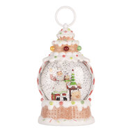 Clayre &amp; Eef | Sneeuwbol met LED Wit Rood 13x8x22 cm / 3xAAA | 6PR6163
