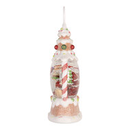 Clayre &amp; Eef | Sneeuwbol met LED Wit Rood 13x8x22 cm / 3xAAA | 6PR6163