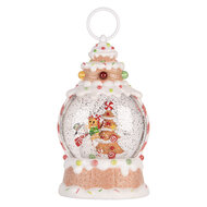Clayre &amp; Eef | Sneeuwbol met LED Wit Rood 13x8x22 cm / 3xAAA | 6PR6164