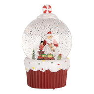 Clayre &amp; Eef | Sneeuwbol met LED Rood Wit &oslash; 12x20 cm / 3xAA | 6PR6165