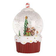 Clayre &amp; Eef | Sneeuwbol met LED Rood Wit &oslash; 12x20 cm / 3xAA | 6PR6166