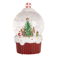 Clayre &amp; Eef | Sneeuwbol met LED Rood Wit &oslash; 12x20 cm / 3xAA | 6PR6166