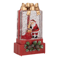 Clayre &amp; Eef | Sneeuwbol met LED Rood Goudkleurig 10x6x18 cm / 3xAAA | 6PR6171