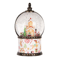 Clayre &amp; Eef | Sneeuwbol met LED Wit Bruin &oslash; 12x21 cm / 3xAA | 6PR6173