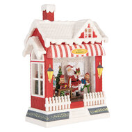 Clayre &amp; Eef | Muziekdoos Huis met LED Rood Wit 18x9x26 cm / 3xAA | 6PR6175