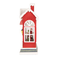 Clayre &amp; Eef | Muziekdoos Huis met LED Rood Wit 18x9x26 cm / 3xAA | 6PR6175